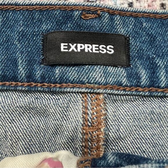 Express NWT High Waist Blue Mini Denim Skirt Size 8 - Picture 6 of 9